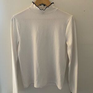J.Crew White Ribbed Turtleneck Medium